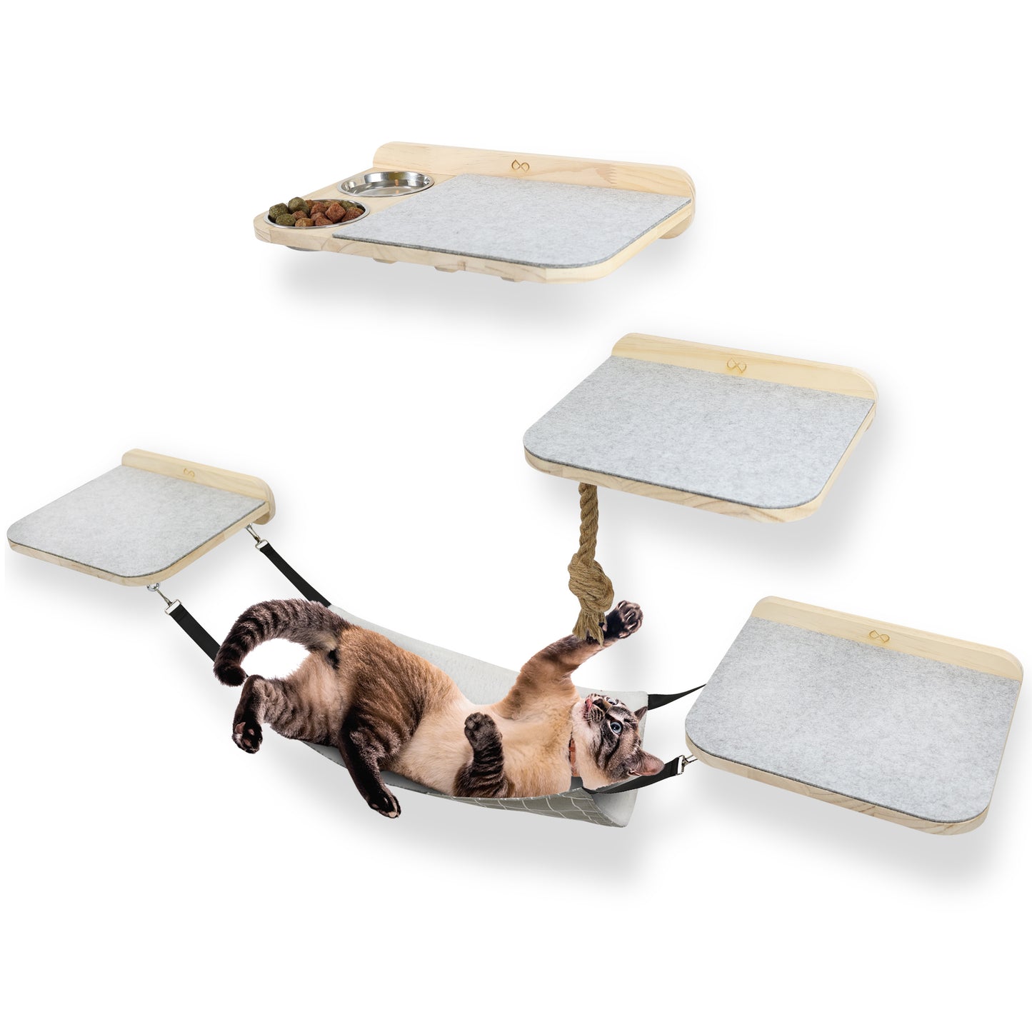 Katzenkletterwand und Kratzbaum für die Wand