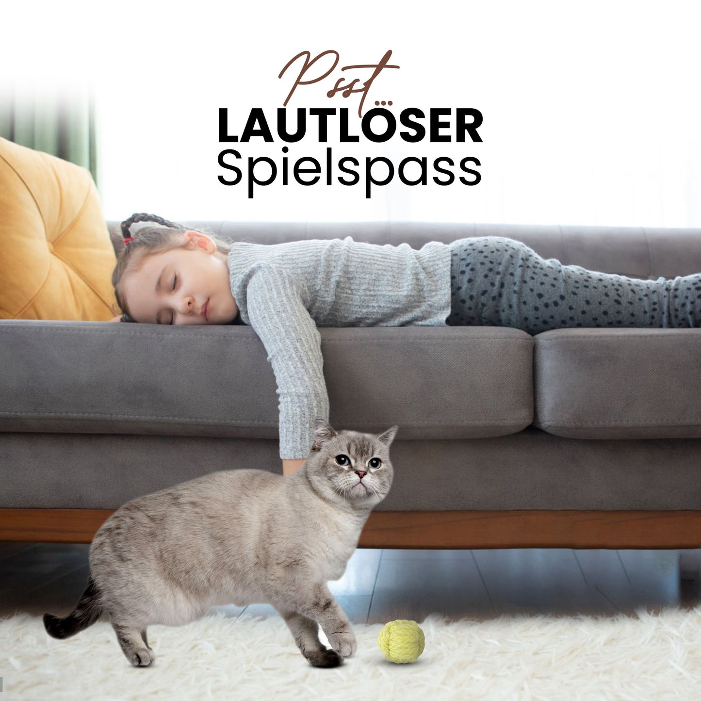 Katzenbälle ohne Geräusche und lautlos