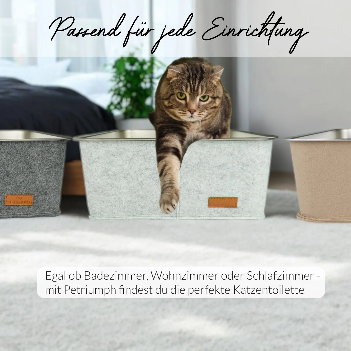 Graue Katzentoilette mit rutschfesten Anti-Rutsch-Noppen für sicheren Stand