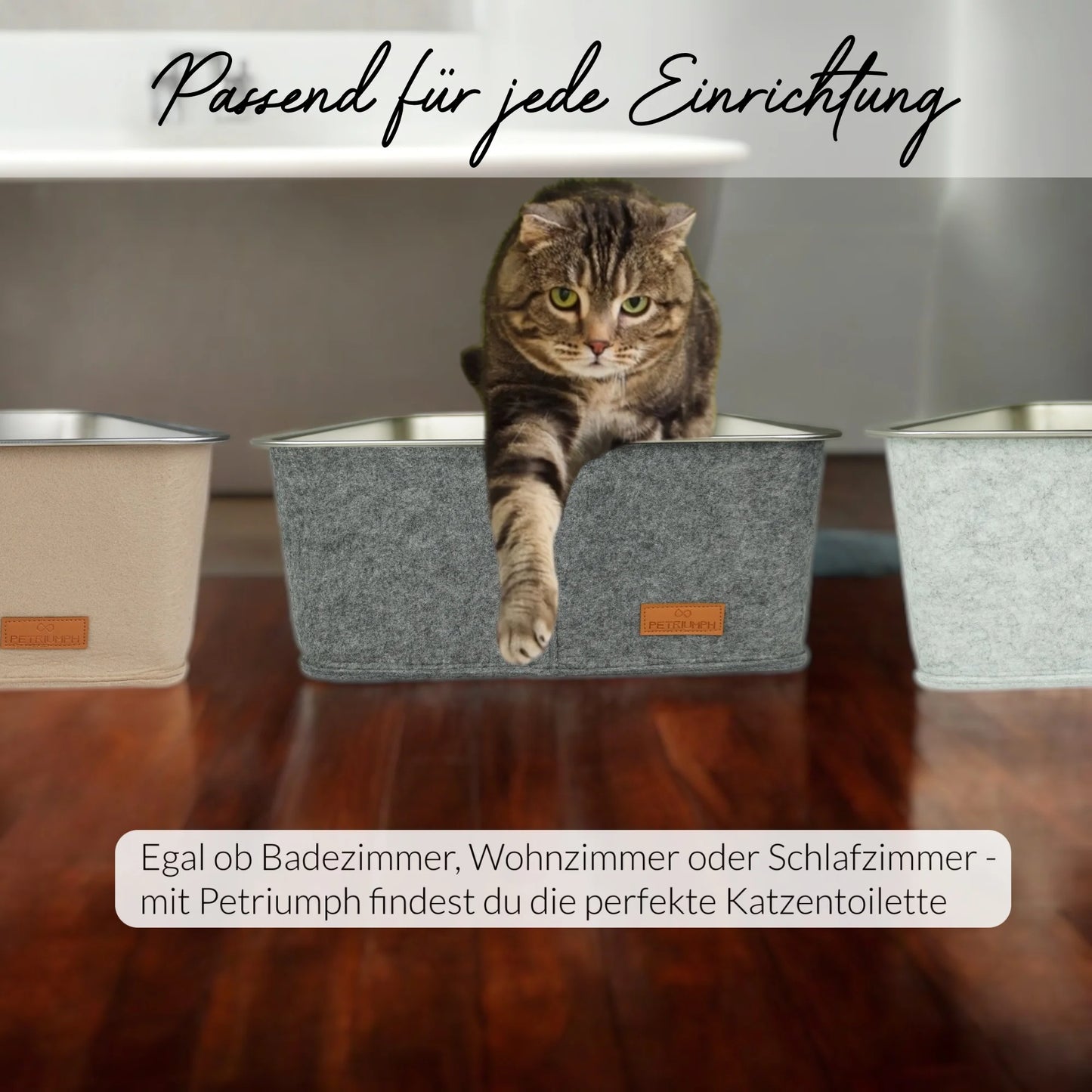 Rutschfeste Edelstahl-Katzentoilette mit Anti-Rutsch-Noppen für sicheren Stand