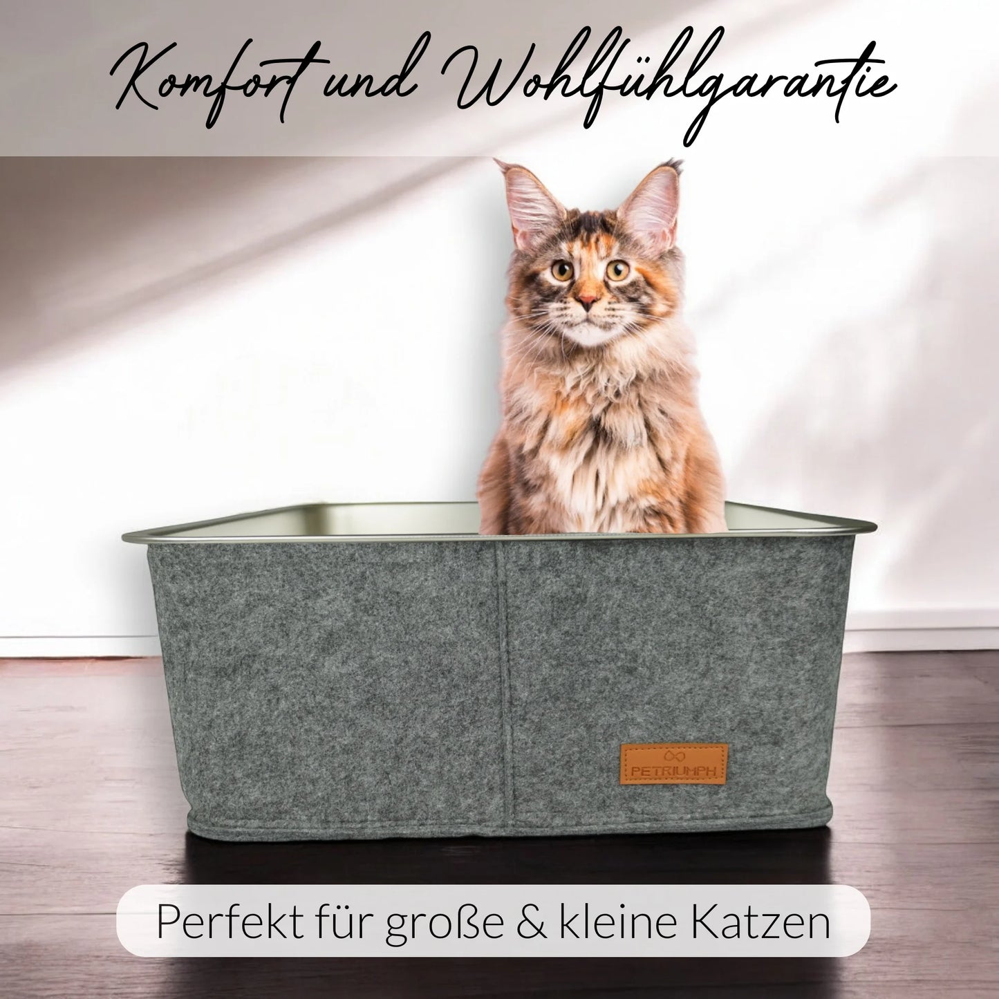 Stilvolle Edelstahl-Katzentoilette für große und kleine Katzen