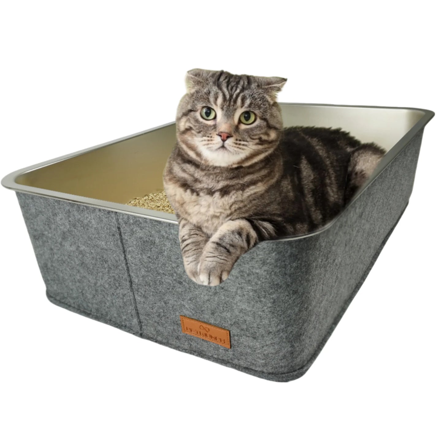 Stylische Edelstahl-Katzentoilette – moderne, hygienische Lösung für Katzen jeder Größe