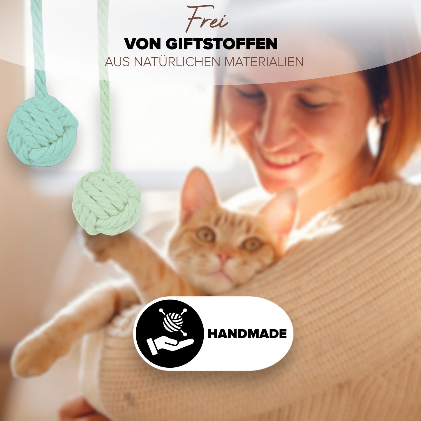 Hochwertige Katzenspielangel aus sicheren und strapazierfähigen Materialien mit austauschbarem Seil für mehr Spielspaß