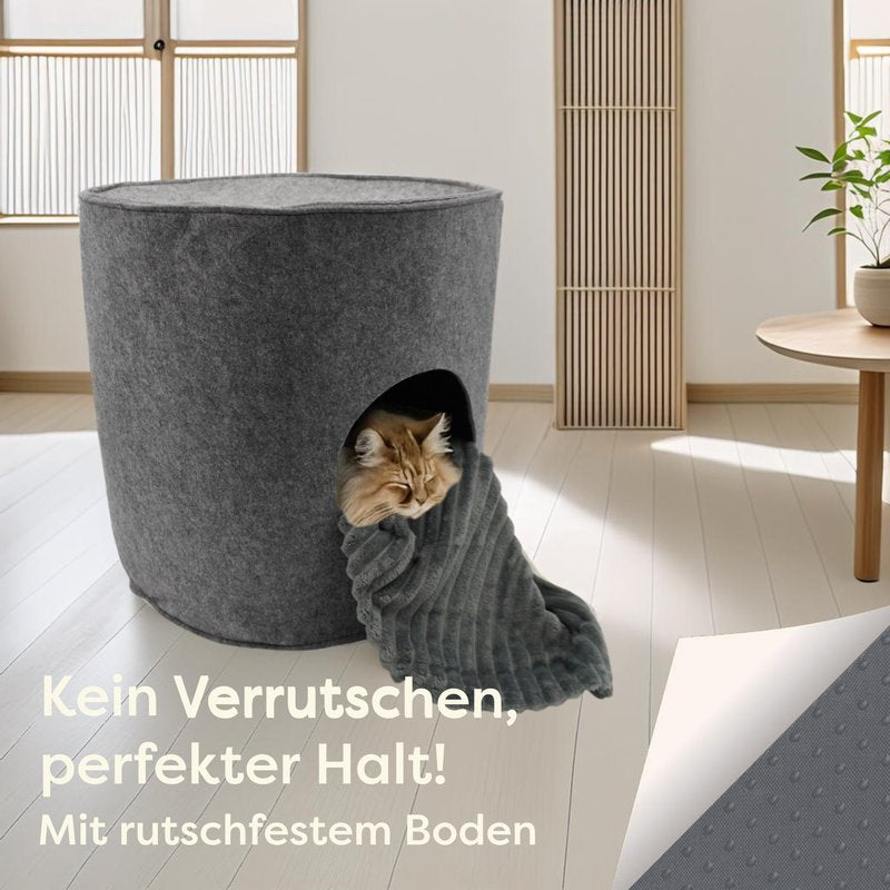 Große anthrazite Katzenhöhle für kleine und große Katzen, modernes Design und viel Platz