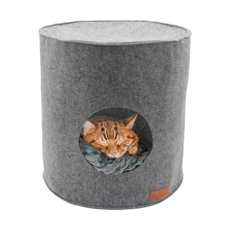 Anthrazit Katzenhöhle aus Filz mit rutschfestem Boden, ideal für Katzen, die Stabilität suchen