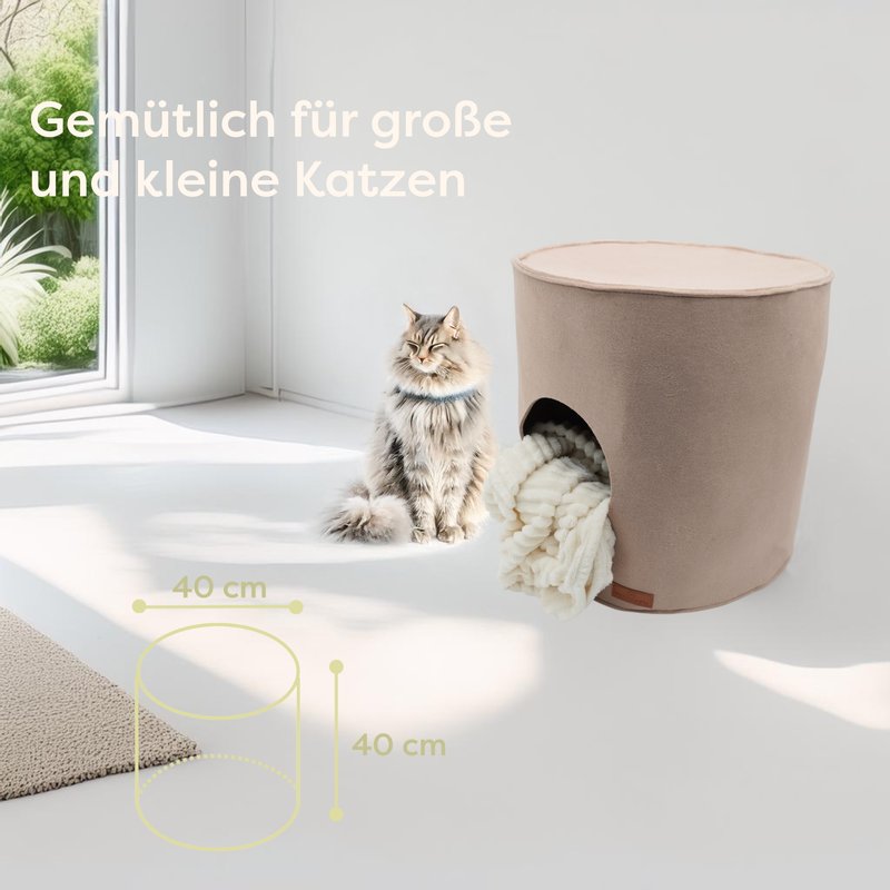 Große Katzenhöhle für kleine und große Katzen, modernes Design und viel Platz.