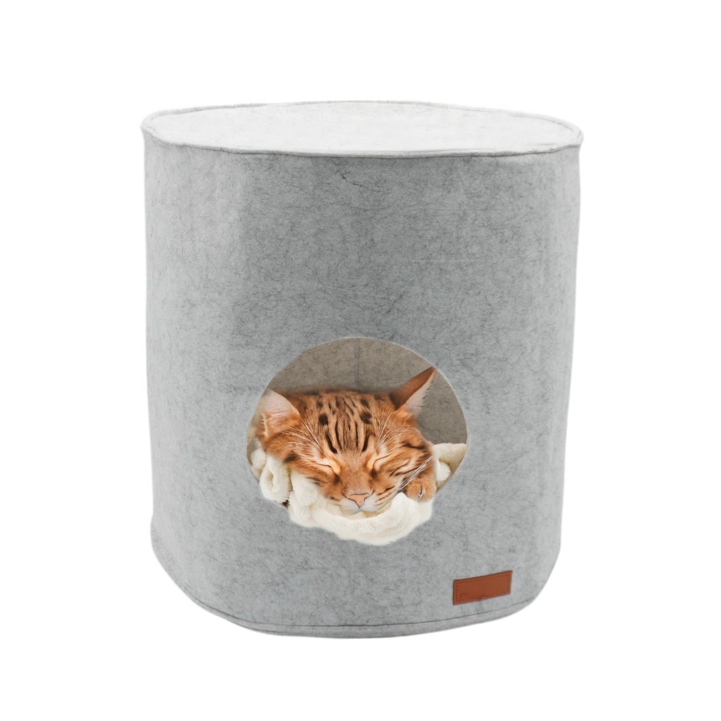 Gemütliche Katzenhöhle für große und kleine Katzen, Größe 40x40 cm, auf hellem Boden mit natürlichem Licht