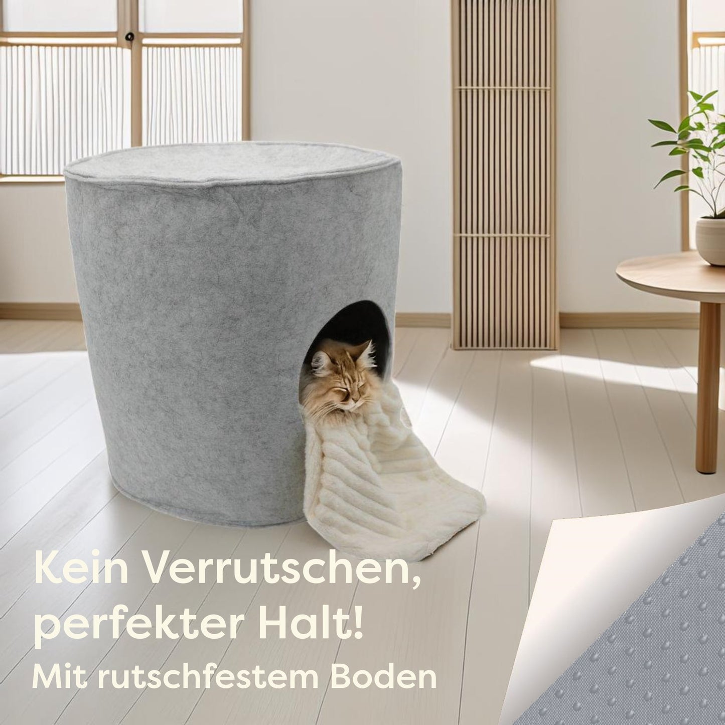 Katzenhöhle Filz leicht zu reinigen – weiche Decke beim Waschen, langlebig und pflegeleicht
