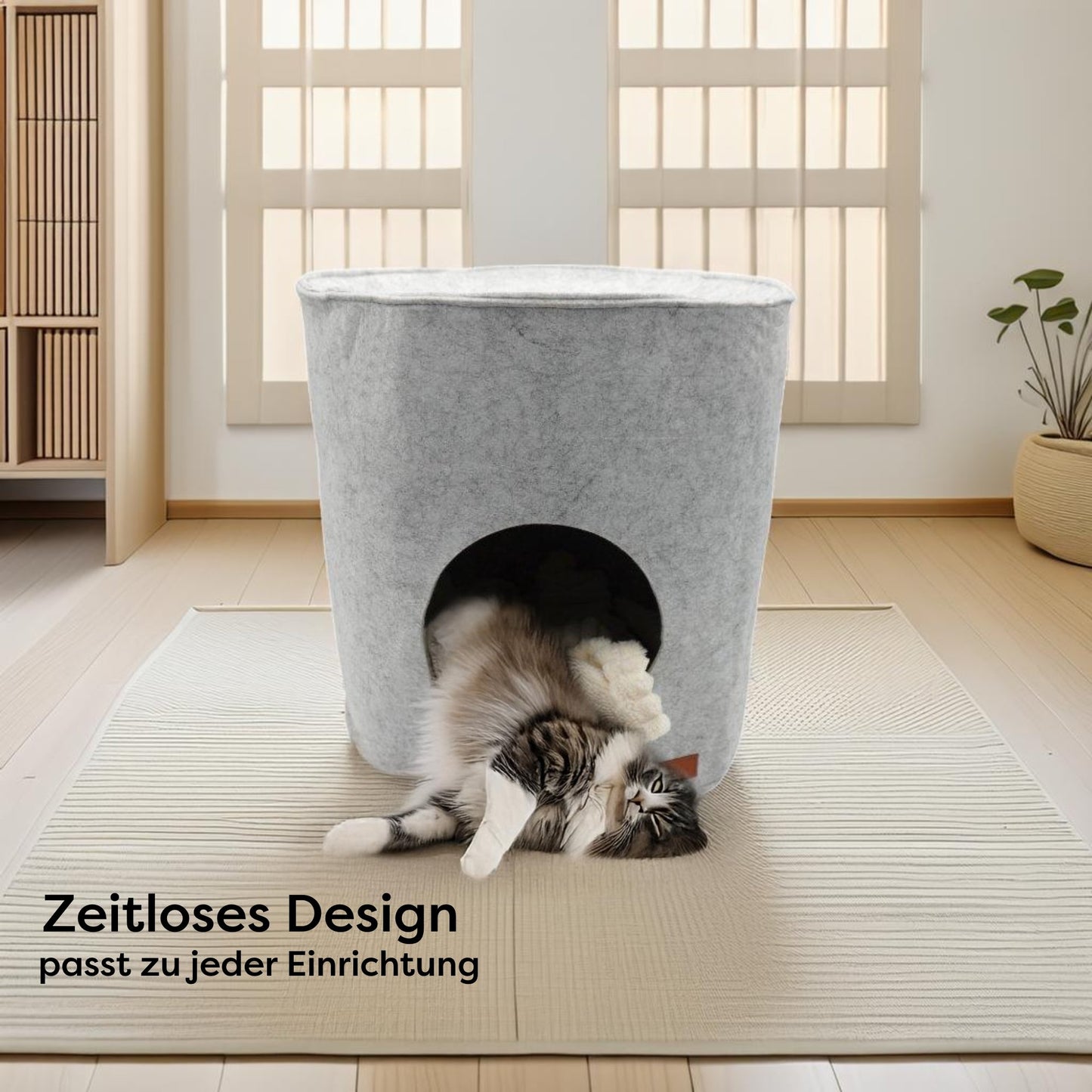 Katzenhöhle XXL mit zeitlosem Design, passt zu jeder Einrichtung, ideal für ein gemütliches Katzenhaus indoor